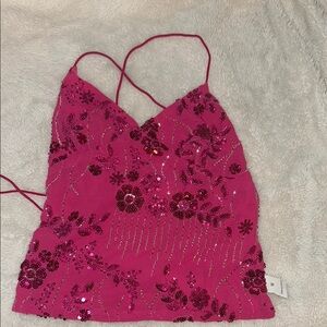 Pepper mayo HOT PINK Tank top embellished embroidered